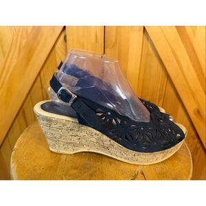 Spring Step Solela Laser Cut Wedge Slingback Sandal size EU 40 US 9-9.5